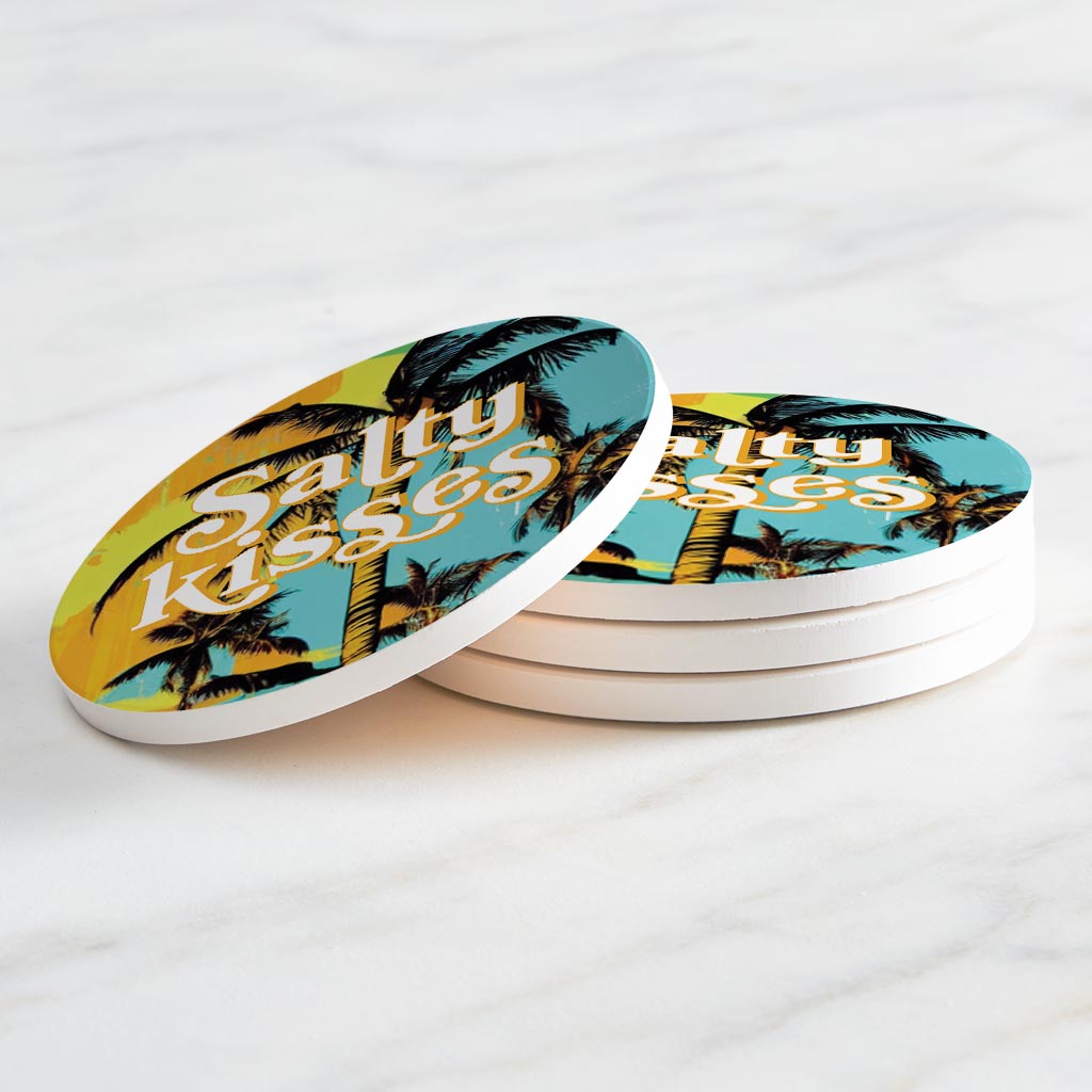 Salty Kisses Palm Trees | Absorbent Coasters | Set of 4 | Min 2