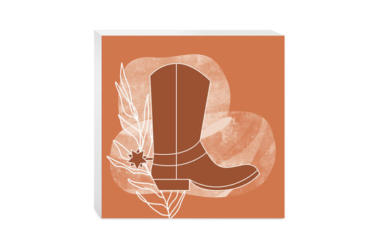 Modern Minimalist Texas Cowboy Boot | Wood Block | Eaches | Min 2