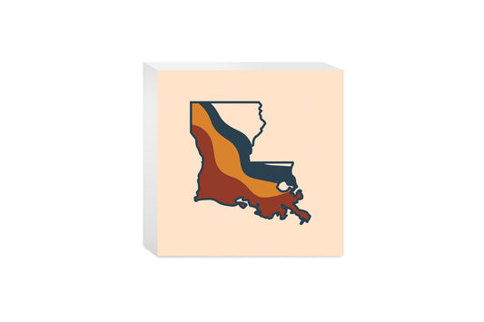Modern Minimalist Louisiana Retro State Shape | Wood Block | Eaches | Min 4