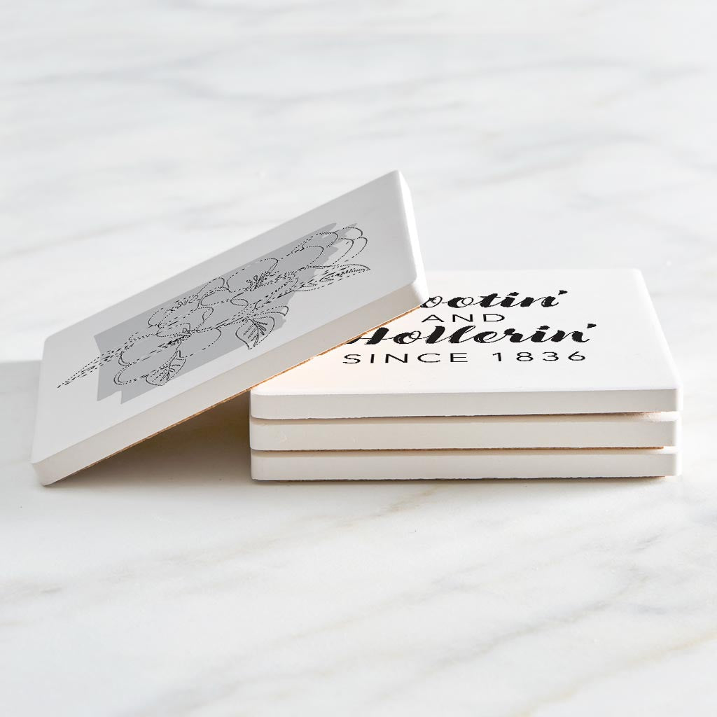 B&W Minimalist Arkansas Line Drawings Sayings| Absorbent Coasters | Set of 4 | Min 2