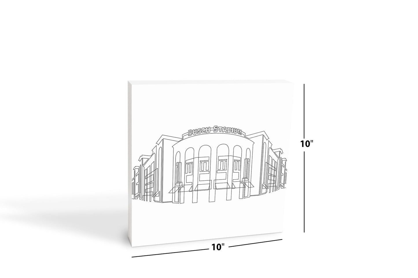 Minimalist B&W Missouri Busch Stadium Line Drawing | Wood Block | Eaches | Min 2