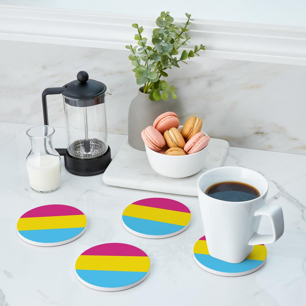 Pansexual Pride Flag Colors| Absorbent Coasters | Set of 4 | Min 2