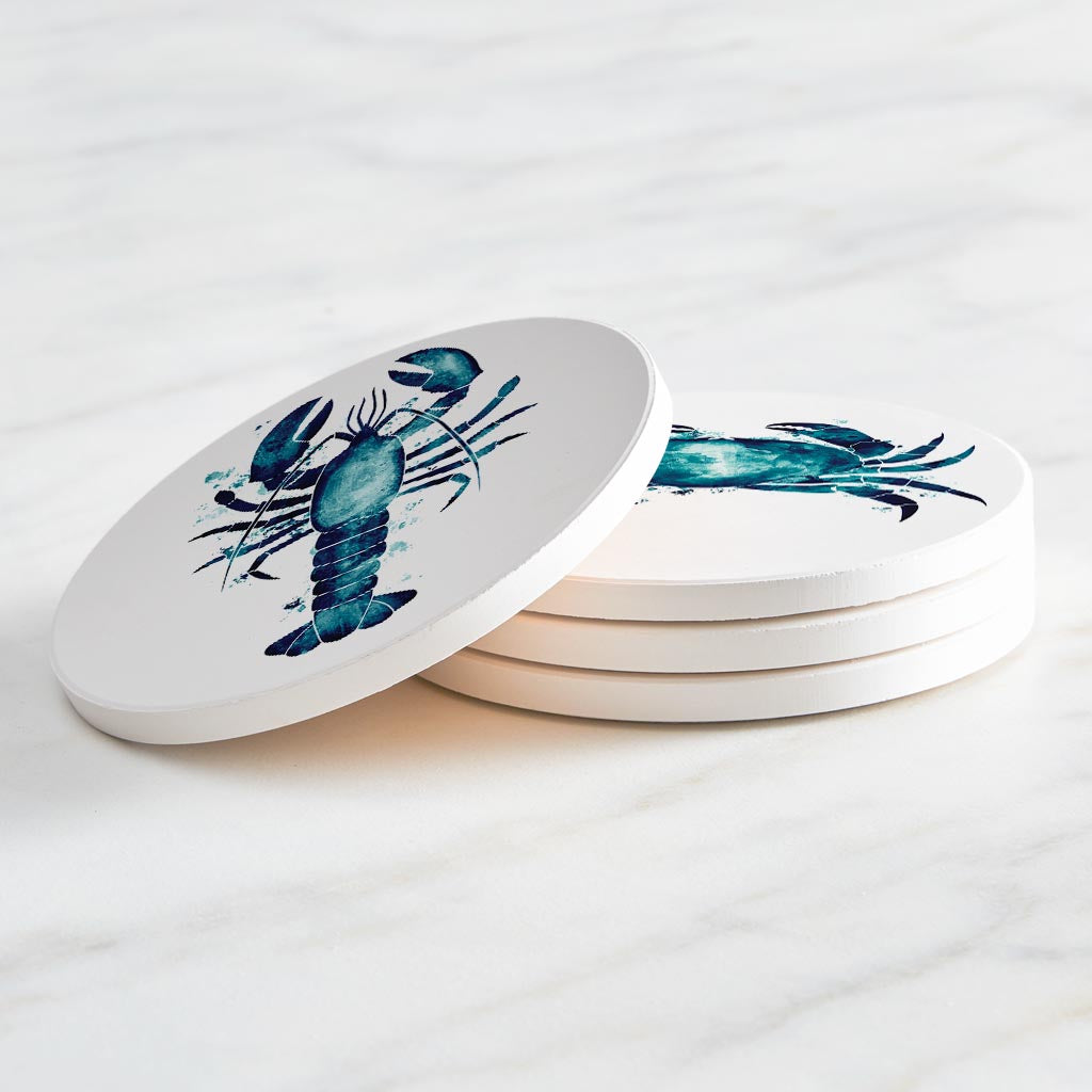 New England Water Color Animals| Absorbent Coasters | Set of 4 | Min 2