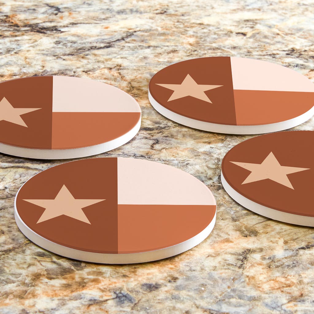Modern Minimalist Texas State Flag | Absorbent Coasters | Set of 4 | Min 2