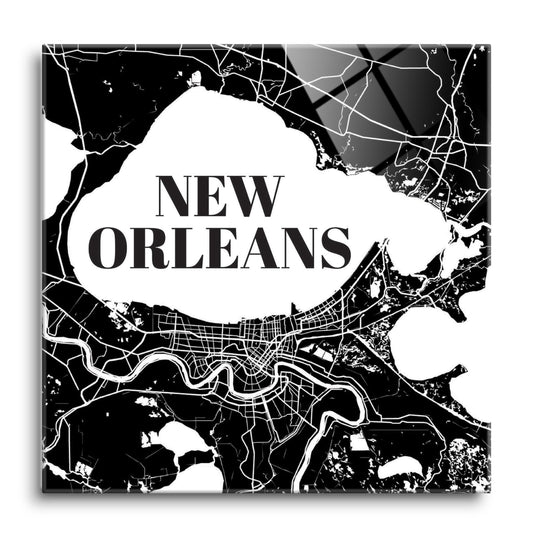 Modern Louisiana New Orleans Map | Hi-Def Glass Art | Eaches | Min 1