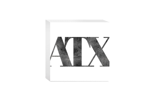 Minimalistic B&W Texas Austin White Initials | Wood Block | Eaches | Min 4