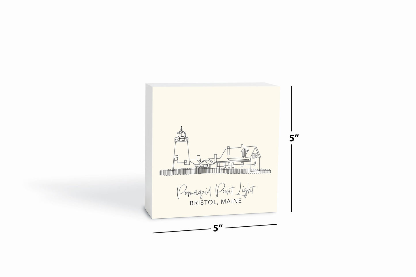 Cream Pemaquid Point Light | Wood Block | Eaches | Min 4