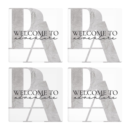 Minimalistic B&W Pennsylvania Adventure Quip | Absorbent Coasters | Set of 4 | Min 2