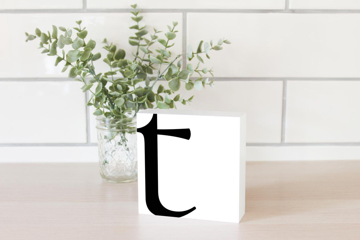 Minimal Monogram T | Wood Block | Eaches | Min 4