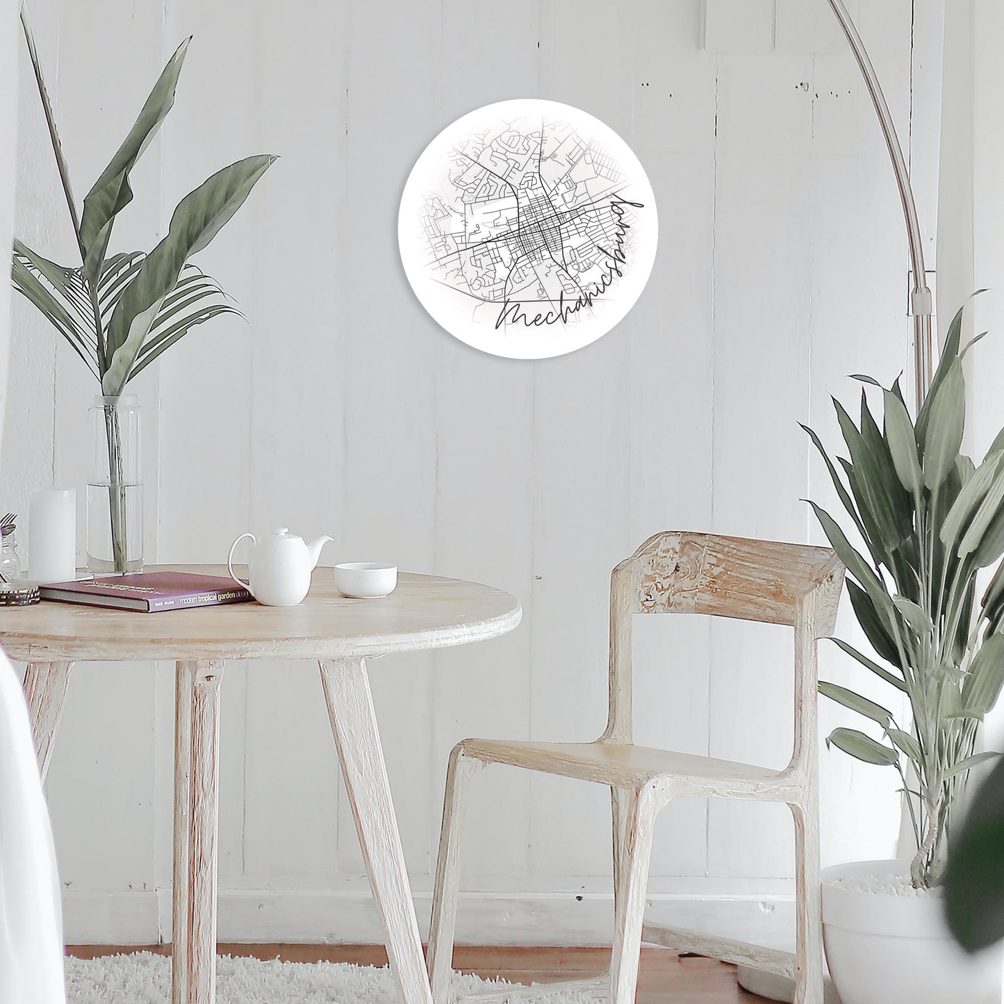 Minimalistic B&W Pennsylvania Mechanicsburg Circle Map | Wood Sign | Eaches | Min 1