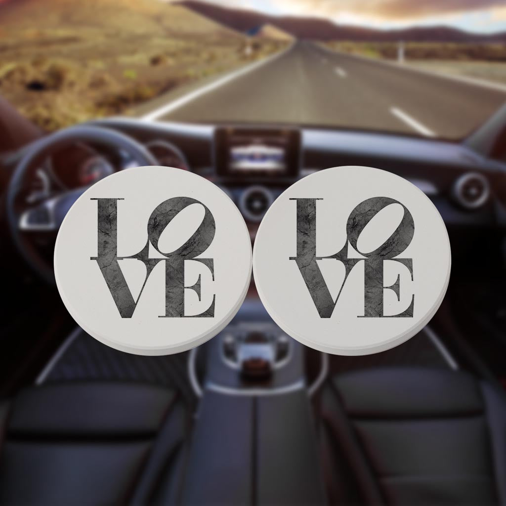 Minimalistic B&W Pennsylvania Love Light | Absorbent Car Coasters | Set of 2 | Min 4