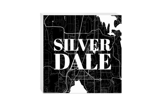 Minimalistic B&W Washington Silverdale Map | Wood Block | Eaches | Min 2