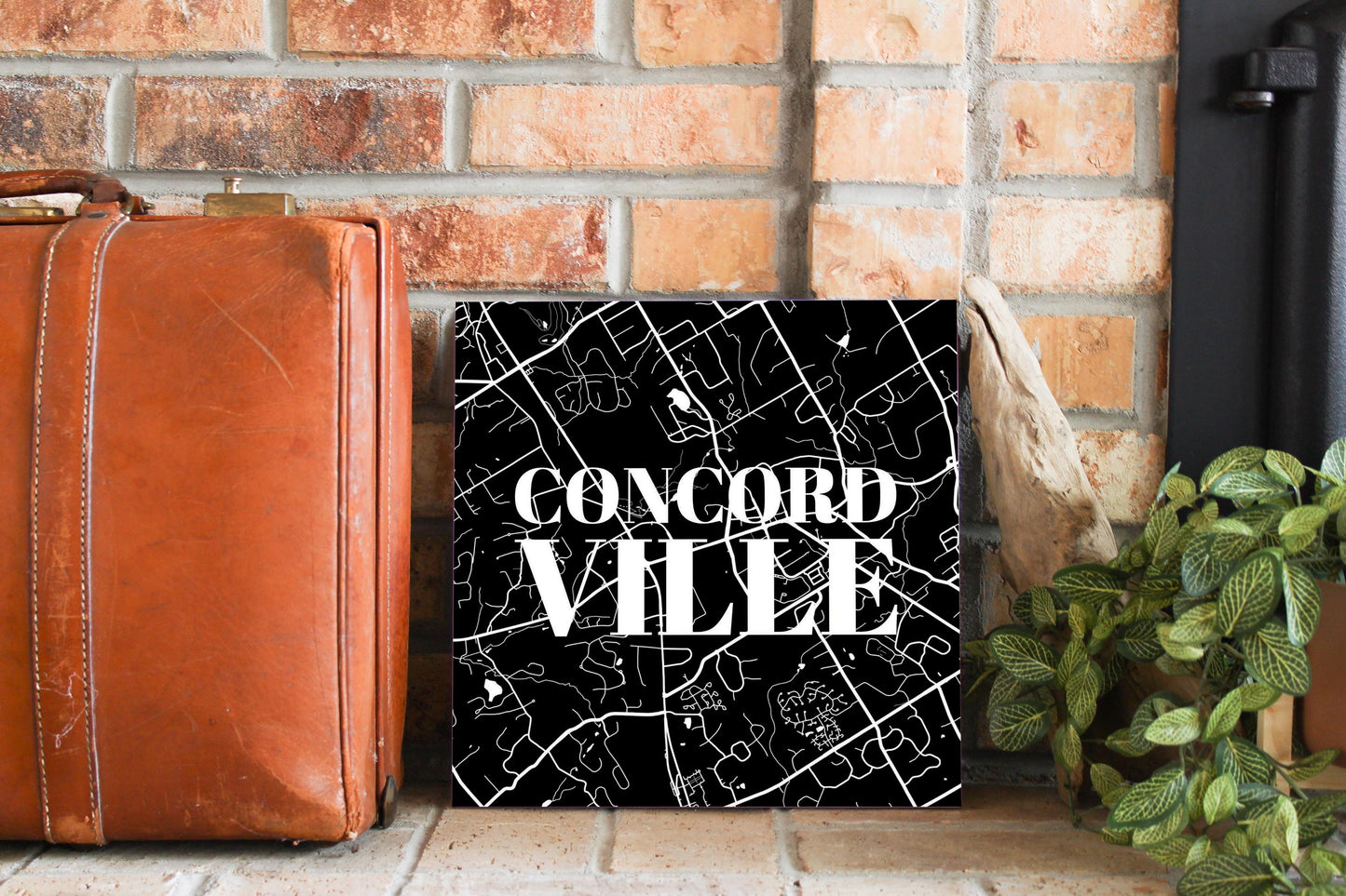 Minimalistic B&W Pennsylvania Concordville Map | Wood Sign | Eaches | Min 2