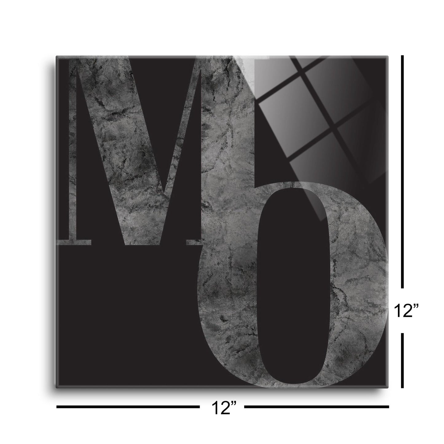 Minimalist B&W Missouri Black Initials | Hi-Def Glass Art | Eaches | Min 1
