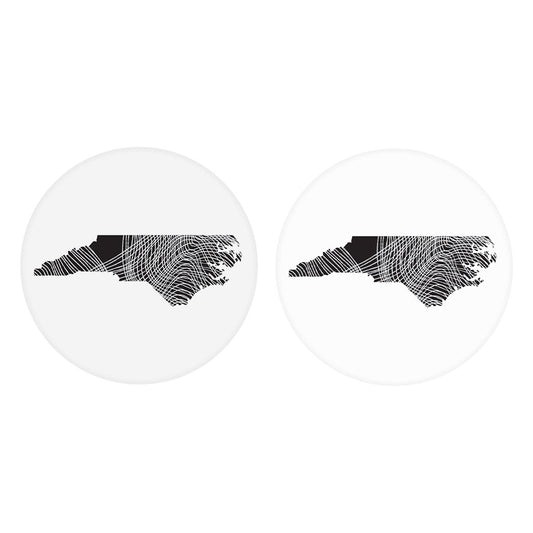 Minimalistic B&W North Carolina Black Fluid Lines| Absorbent Car Coasters | Set of 2 | Min 4