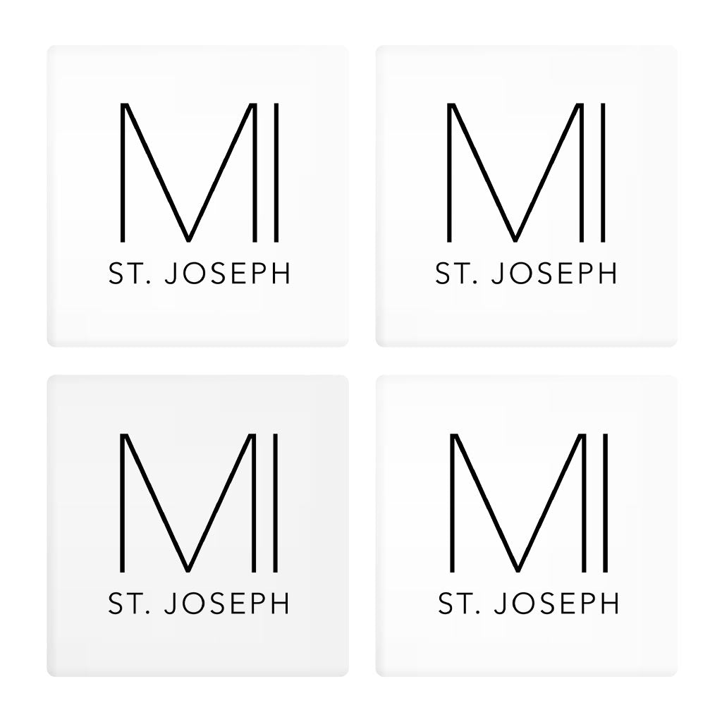 St Joseph Mi State Initials And City Name | Absorbent Coasters | Set of 4 | Min 2