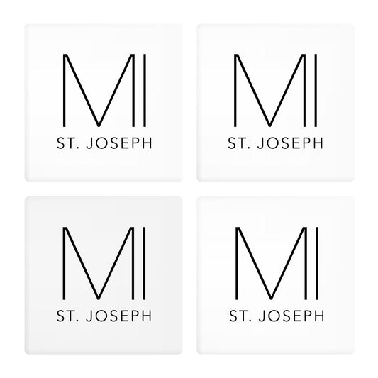 St Joseph Mi State Initials And City Name | Absorbent Coasters | Set of 4 | Min 2