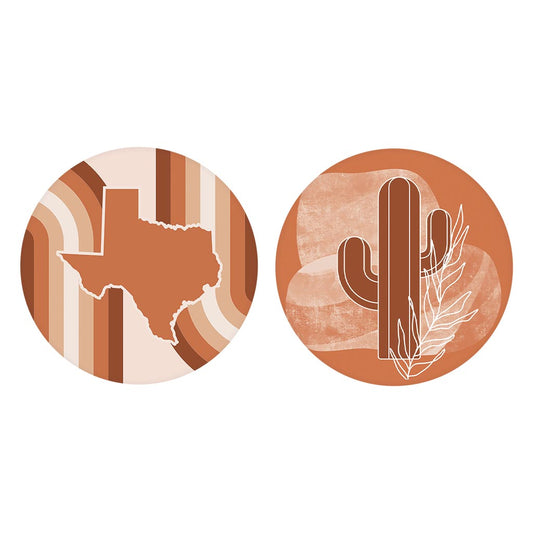 Modern Minimalist Texas Set | Absorbent Car Coasters | Set of 2 | Min 4