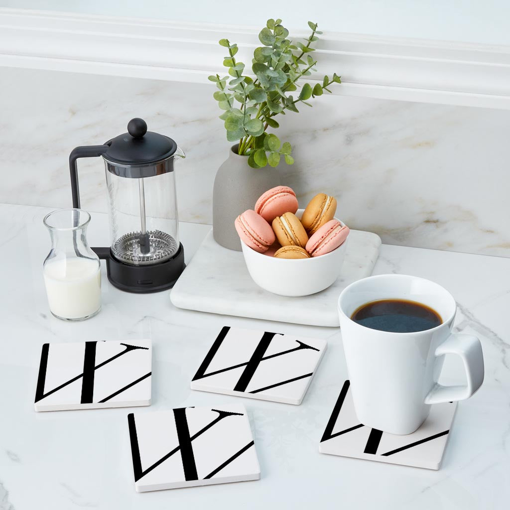 Minimal Monogram W | Absorbent Coasters | Set of 4 | Min 2