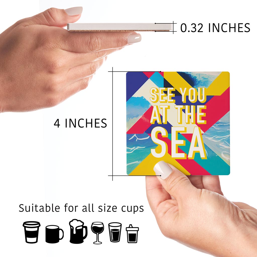 See You At The Sea | Absorbent Coasters | Set of 4 | Min 2