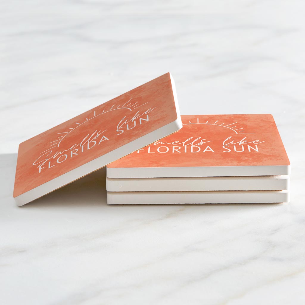 Smells Like Florida Sun Pink| Absorbent Coasters | Set of 4 | Min 2