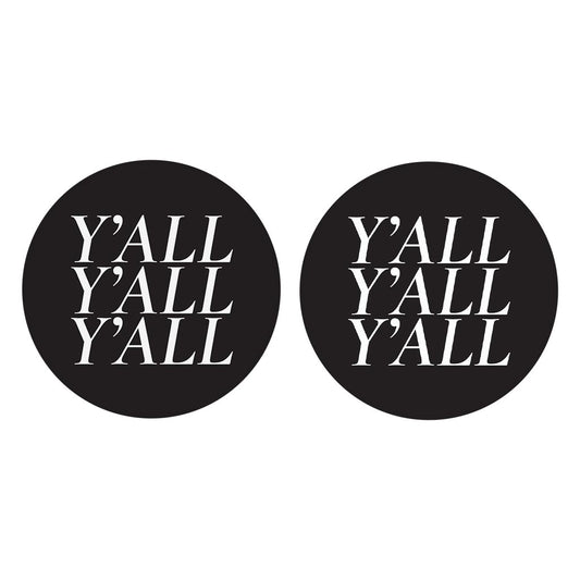 Minimalistic B&W Texas Yall | Absorbent Car Coasters | Set of 2 | Min 4