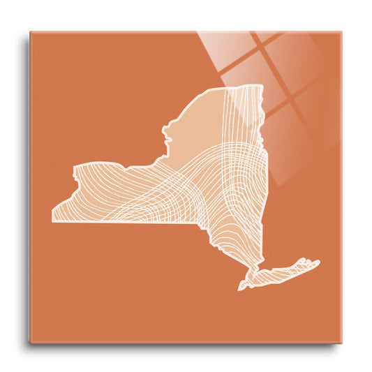 Modern Minimalist New York State Fluid Lines Dark | Hi-Def Glass Art | Eaches | Min 1