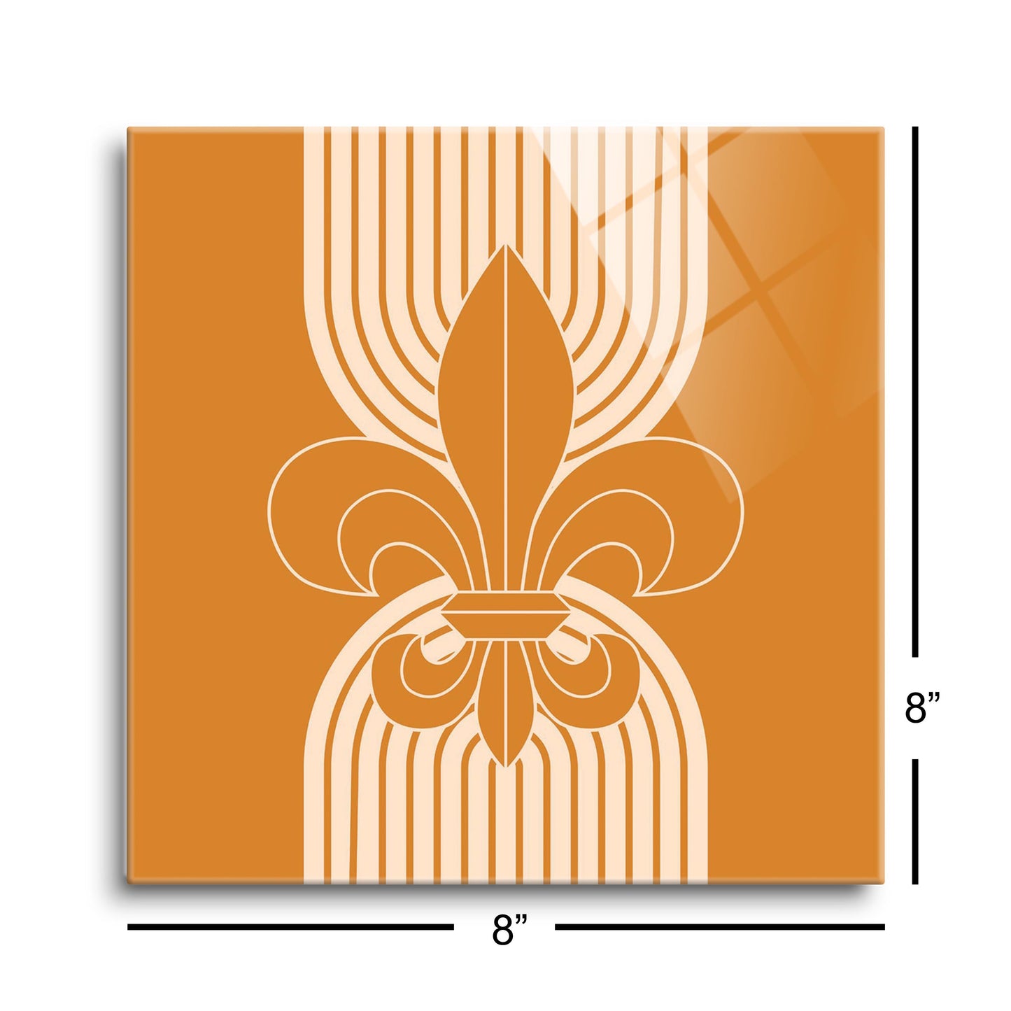 Modern Minimalist Louisiana Orange Fleu De Lis | Hi-Def Glass Art | Eaches | Min 2