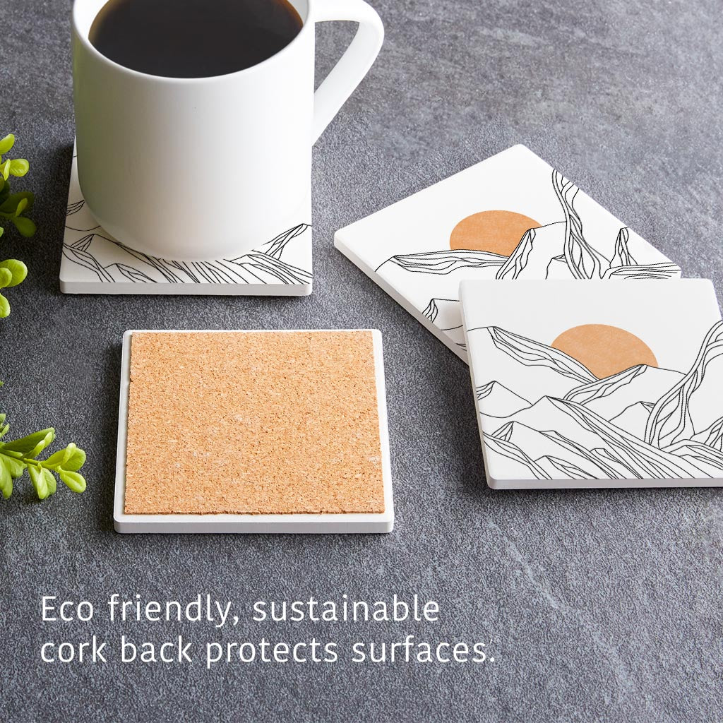 White Mountain Sun Lines | Absorbent Coasters | Set of 4 | Min 2