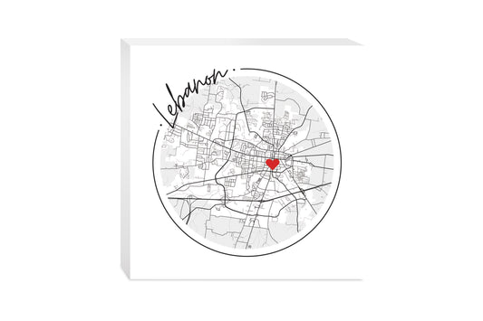 Minimalist B&W Tennessee Lebanon Circle Map Heart | Wood Block | Eaches | Min 2