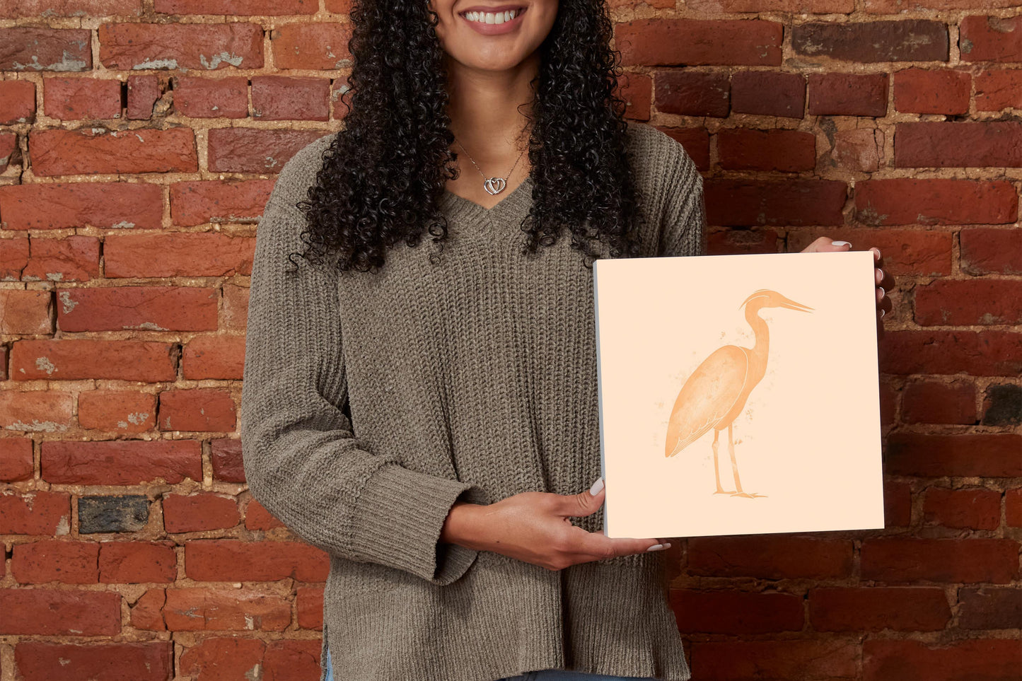 Louisiana Colorful Water Color Heron | Wood Block | Eaches | Min 2
