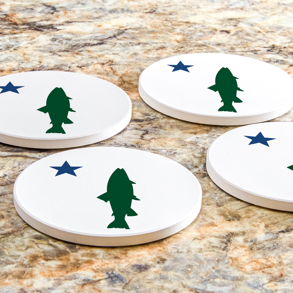New England Star And Trout | Absorbent Coasters | Set of 4 | Min 2