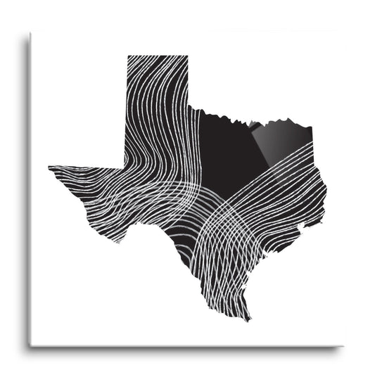 Modern Texas State Shape With Fluid Lines | Hi-Def Glass Art | Eaches | Min 1