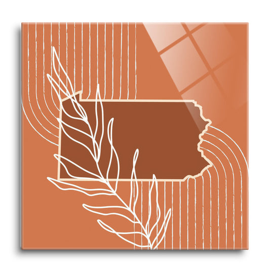 Modern Minimalist Pennsylvania State Leaf | Hi-Def Glass Art | Eaches | Min 1