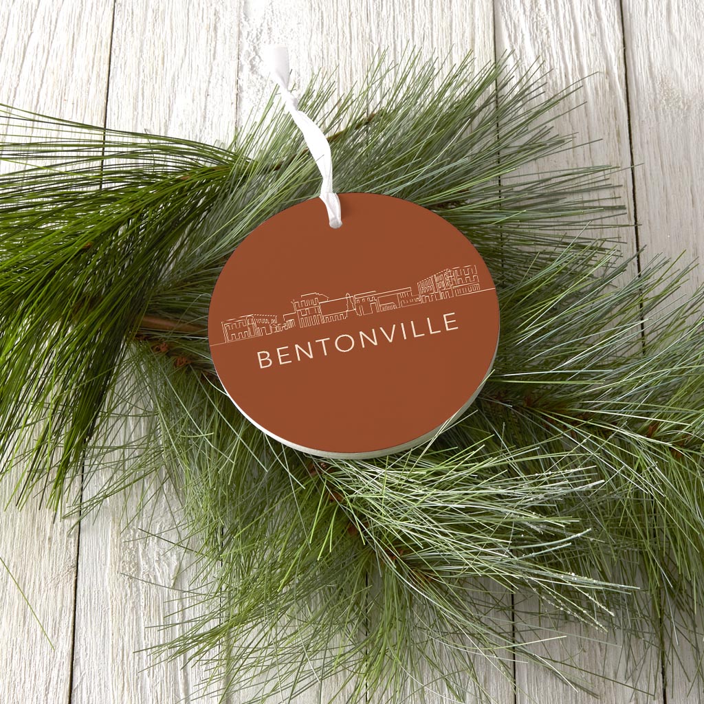 Modern Minimalist Arkansas Bentonville Skyline | Wood Ornament | Eaches | Min 6