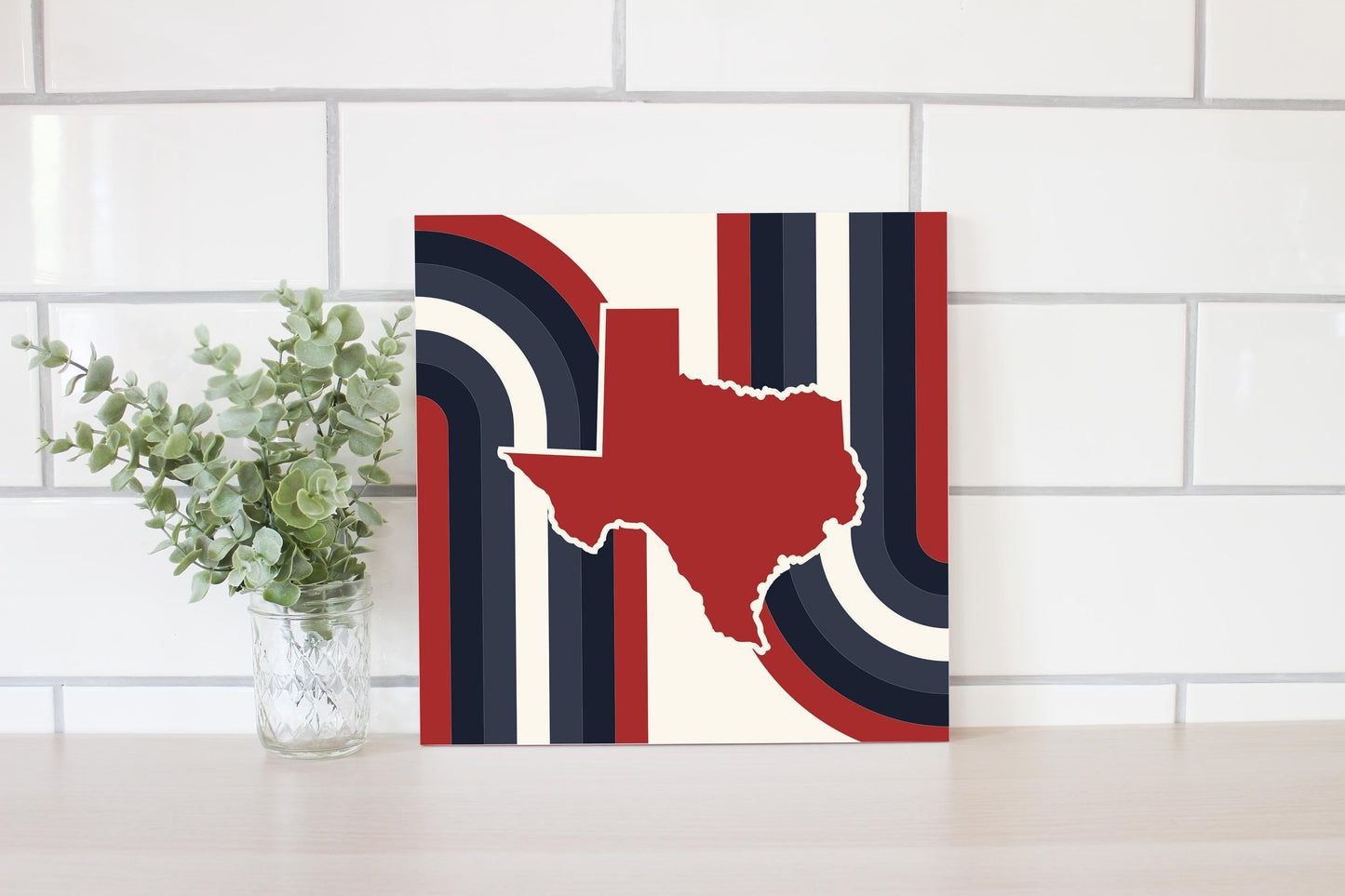 Modern Minimalist Texas Colors Retro Shape | Wood Sign | Eaches | Min 2