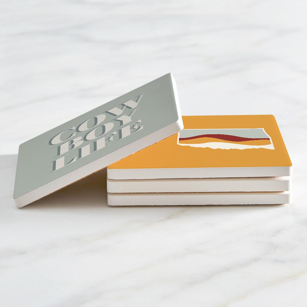 Modern Minimalist Oklahoma Set | Absorbent Coasters | Set of 4 | Min 2