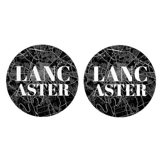 Minimalistic B&W Pennsylvania Lancaster Map | Absorbent Car Coasters | Set of 2 | Min 4