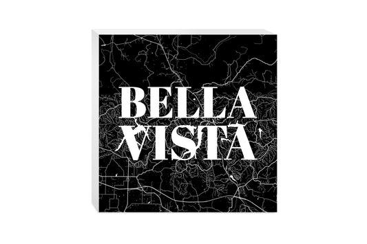 Minimalist B&W Arkansas Bella Vista Map | Wood Block | Eaches | Min 2