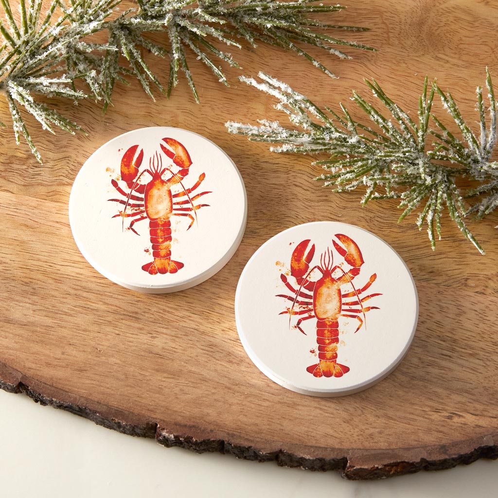 East Coast Water Color Lobster| Absorbent Car Coasters | Set of 2 | Min 4