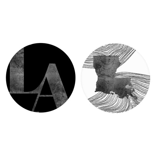 Modern Black White Louisiana Set | Absorbent Car Coasters | Set of 2 | Min 4