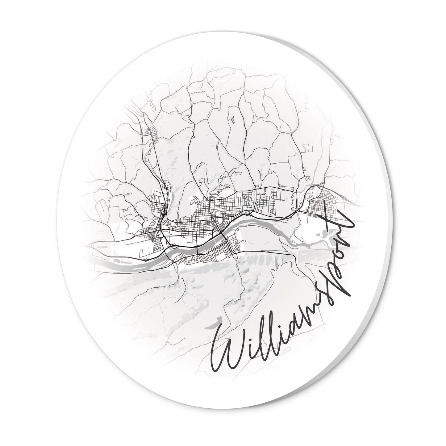Minimalistic B&W Pennsylvania Williamsport Circle Map | Wood Sign | Eaches | Min 1