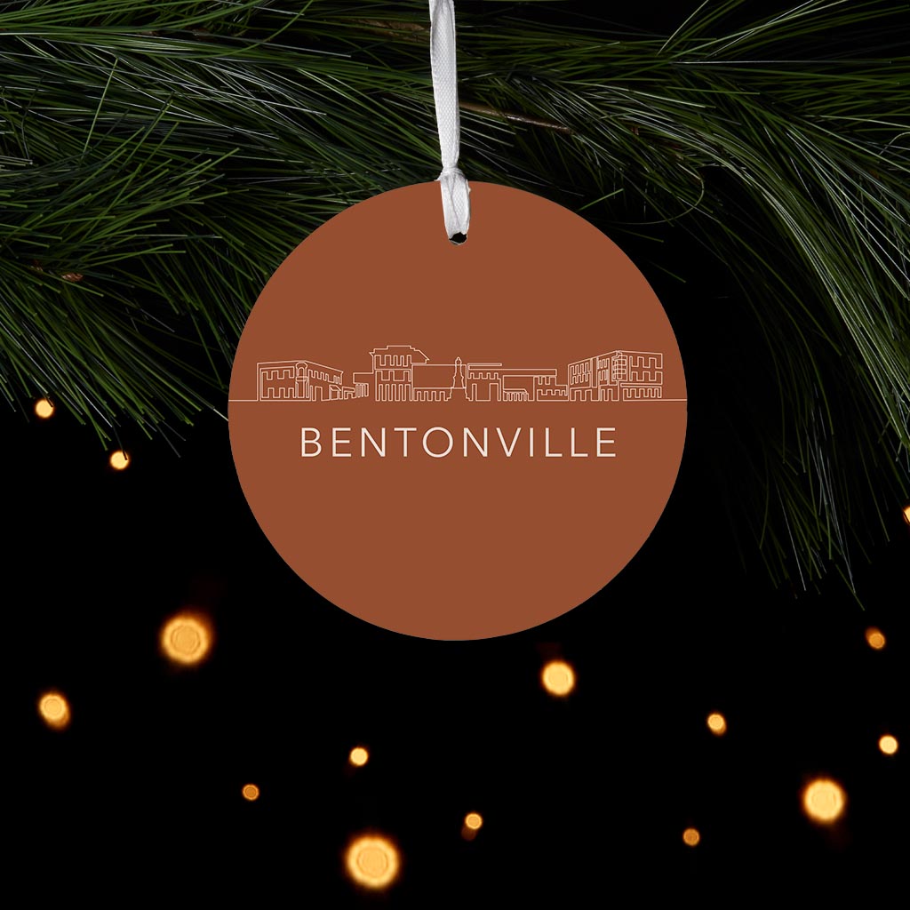 Modern Minimalist Arkansas Bentonville Skyline | Wood Ornament | Eaches | Min 6