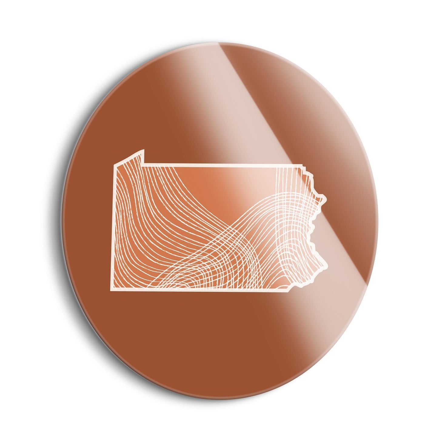 Modern Minimalist Pennsylvania State Lines Dark | Hi-Def Glass Art | Eaches | Min 1