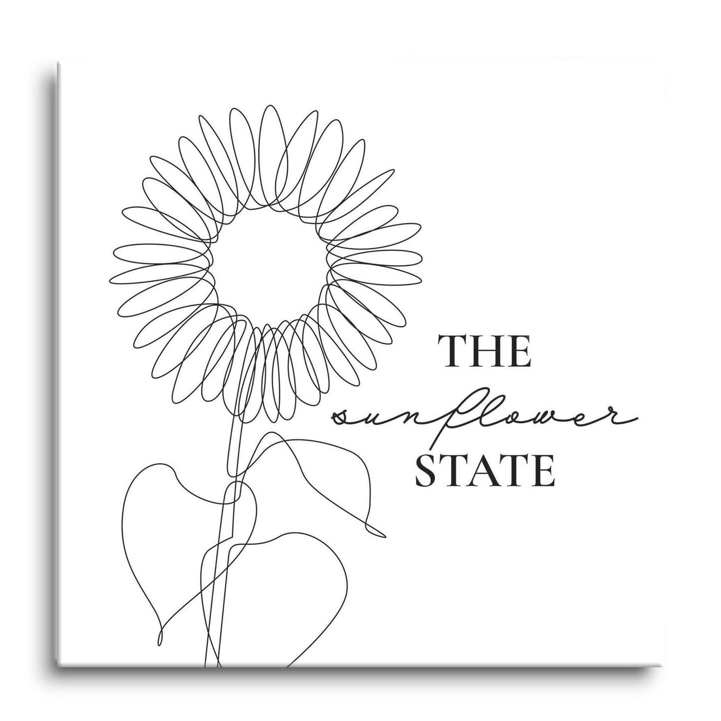 Minimalist B&W Kansas Sunflower Line Drawing | Hi-Def Glass Art | Eaches | Min 1