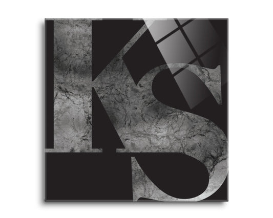 Minimalist B&W Kansas Black Initials | Hi-Def Glass Art | Eaches | Min 2