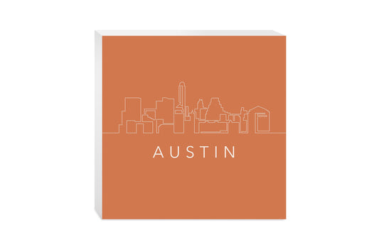 Modern Minimalist Texas Austin Skyline | Wood Block | Eaches | Min 2