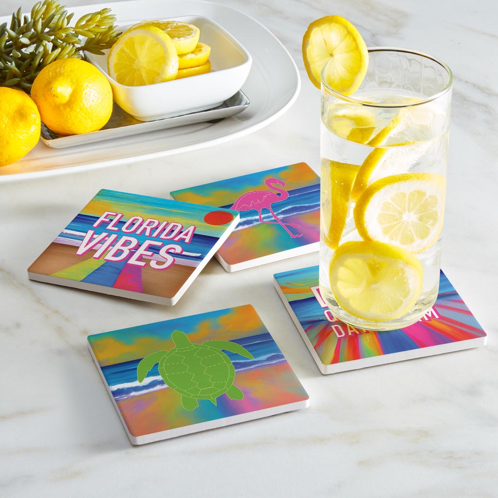 Bright Florida Beach| Absorbent Coasters | Set of 4 | Min 2