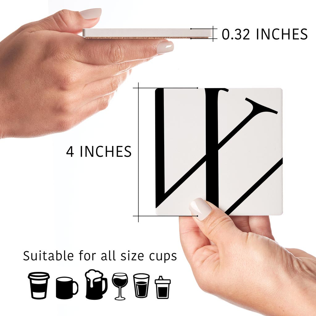 Minimal Monogram W | Absorbent Coasters | Set of 4 | Min 2