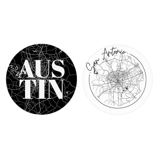 Modern Black White Texas Set | Absorbent Car Coasters | Set of 2 | Min 4